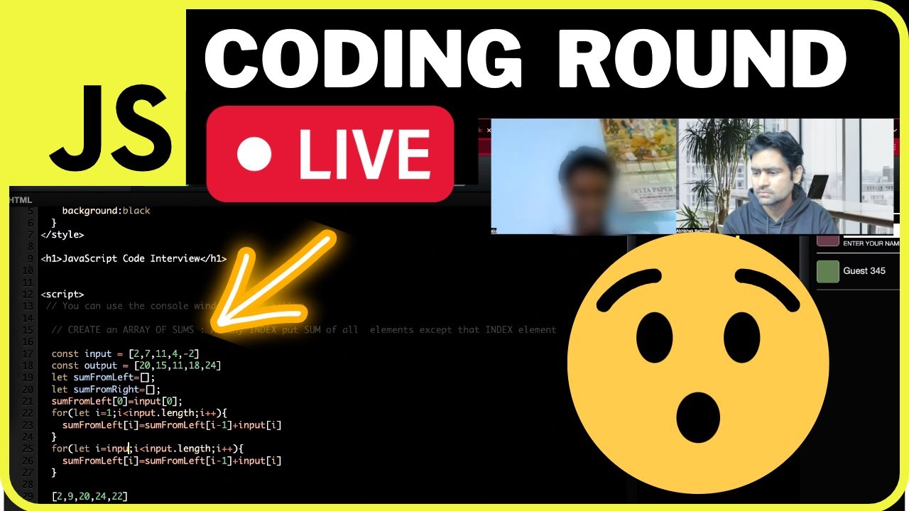 JavaScript LIVE Coding Interview Round (Mock)
