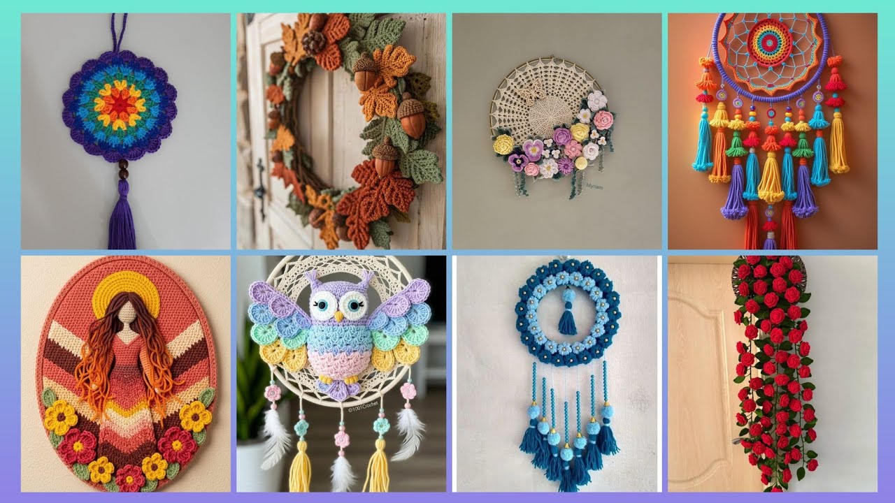 Charming different types of color scheme of crochet pattern of decorations wall hangingideas designs