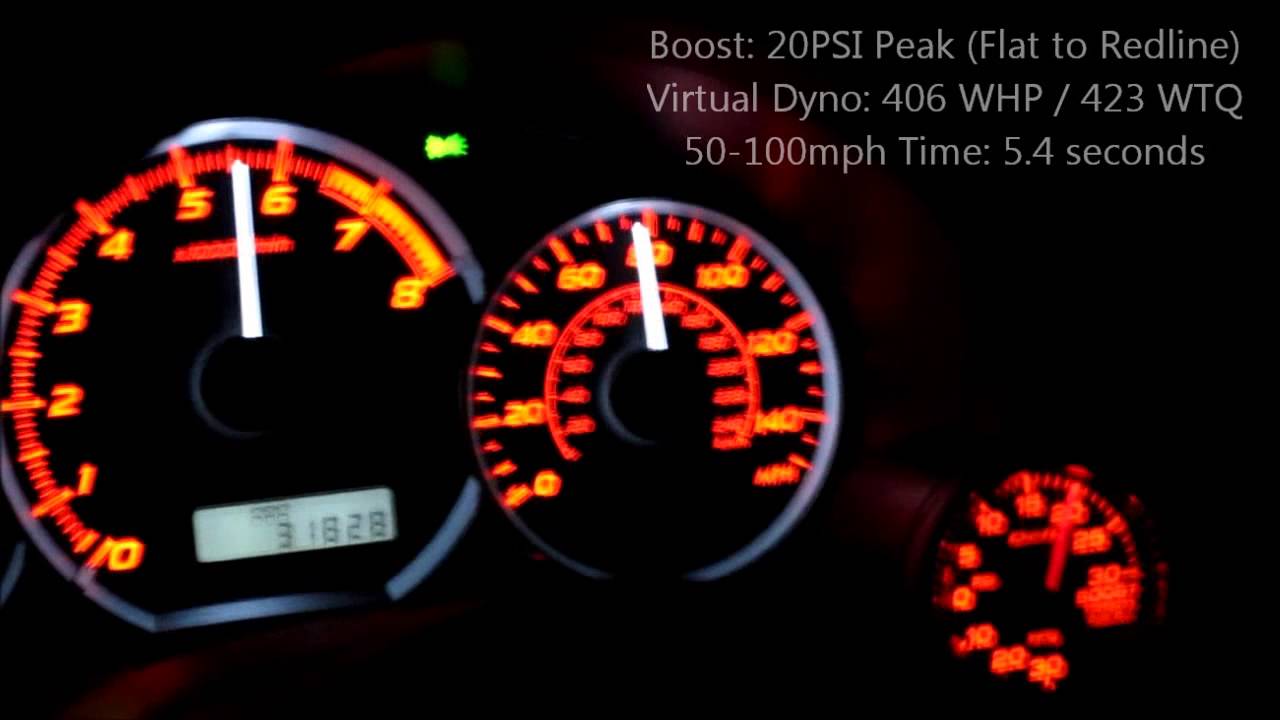 2011 Subaru WRX - 50-100MPH Boost Comparison (20psi vs. 24psi vs. 27psi)