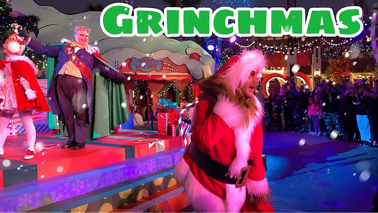 Grinchmas tree lighting at universal studios Hollywood