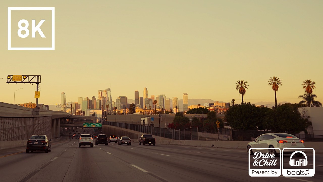 Relaxing Sunset Driving, Scenic Los Angeles | 8K 60fps HDR | Chill Lo_Fi Beast 🎧