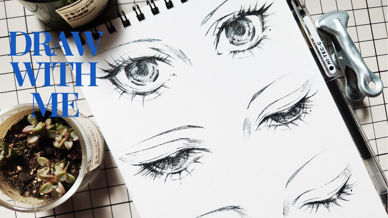 【アナログ絵】水性ペンでちょっとエモい目を描く#線画