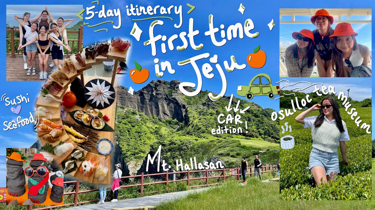 FIRST JEJU vlog (w/ a car) 🏝️ hallasan, LOTS of seafood, sushi & cafes, hiking, osulloc tea, temples