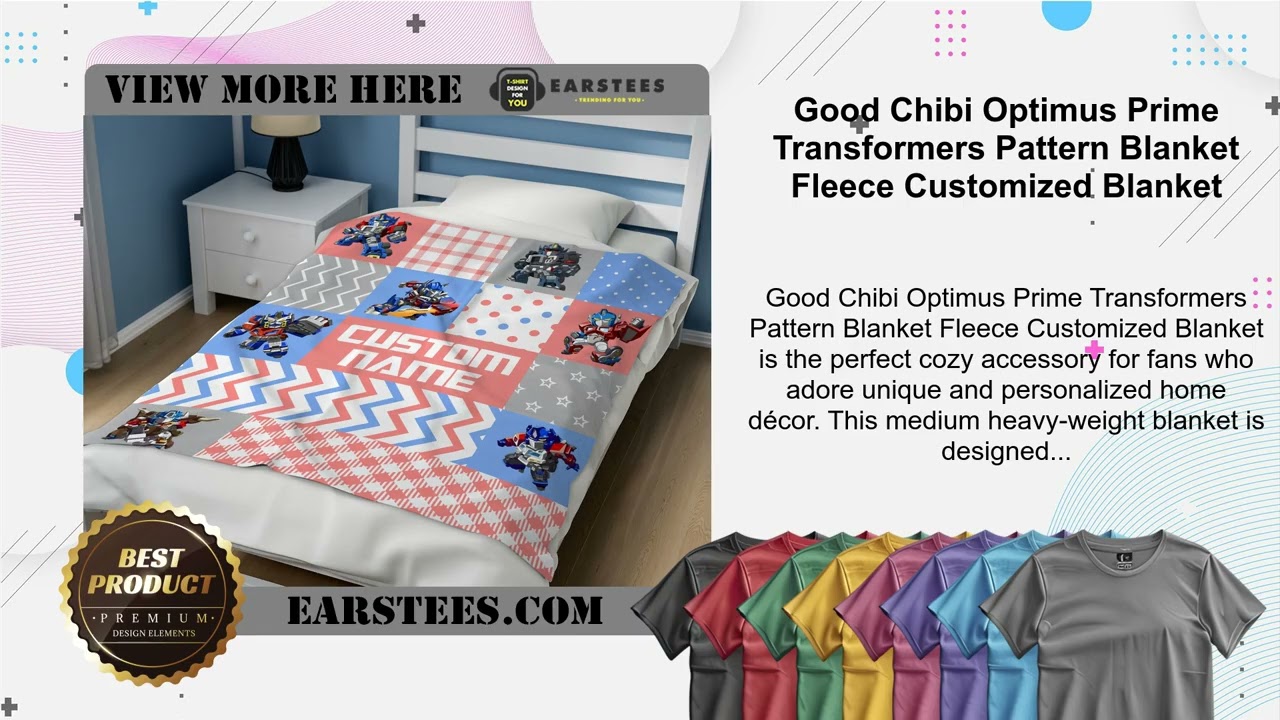 Good Chibi Optimus Prime Transformers Pattern Blanket Fleece Customized Blanket