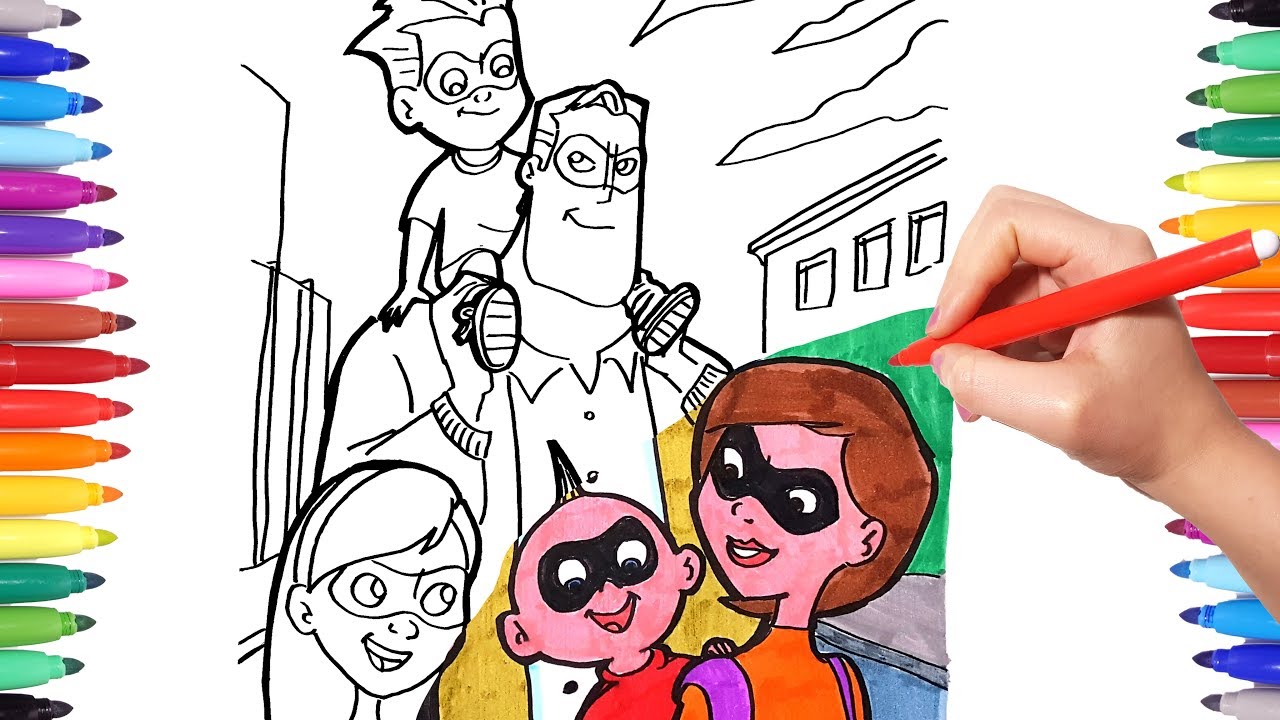 Disney Incredibles 2 Coloring Pages | Drawing Incredibles family Elastigirl Flash Jack Violetta