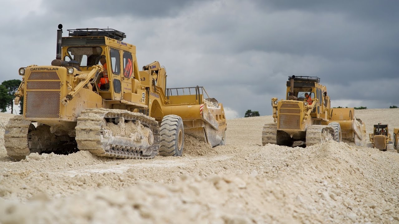 Caterpillar D8K's with Scraper Boxes Digging Reservoir