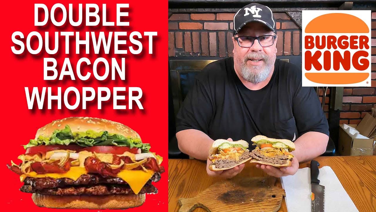 Burger King® 🍔👑 | DOUBLE SOUTHWEST BACON WHOPPER WITH CHEESE🥓🧀🍔| Taste Test & Review | JKMCraveTV