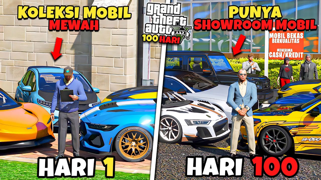 100 Hari di GTA 5 Dari Koleksi Mobil Mewah Sampai Punya Showroom Mobil - GTA 5 MOD