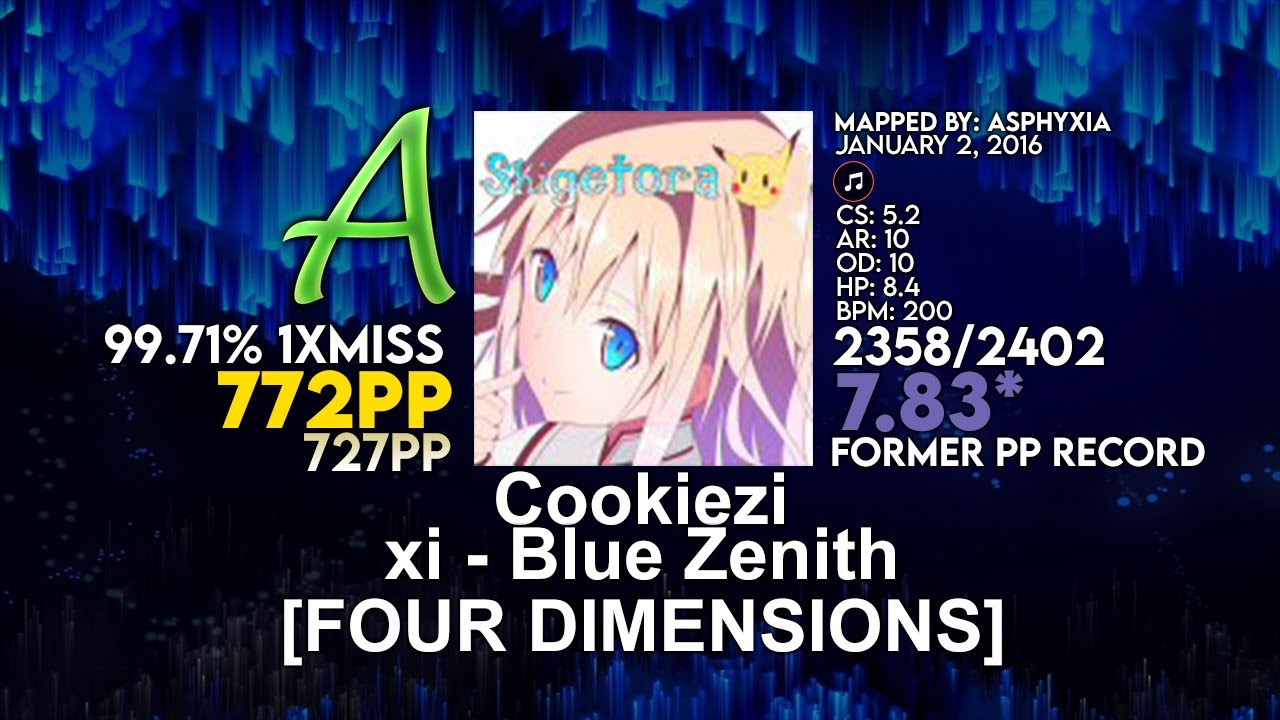 🔴 [7.83⭐] Cookiezi | xi - Blue Zenith [FOUR DIMENSIONS] +HR 99.71% 1xMiss | 772pp (727pp) - osu!