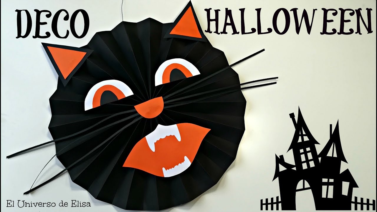 Decoración para Halloween y El Día de los Muertos, Roseta Decotativa con Cara de Gato, Halloween