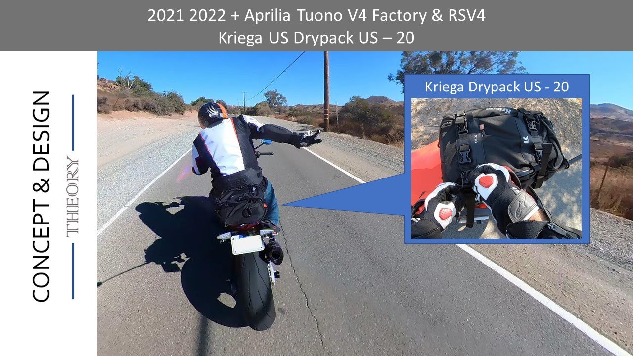 Kriega US 20 Drypack Unboxing and Test on 2021 2022 Aprilia Tuono V4 RSV4