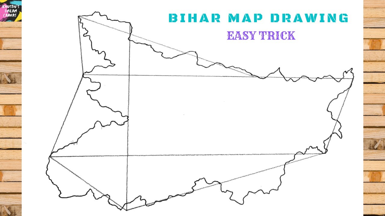 How to draw Bihar map easily | Bihar ka naksha kaise banaye | Bihar map drawing simple trick