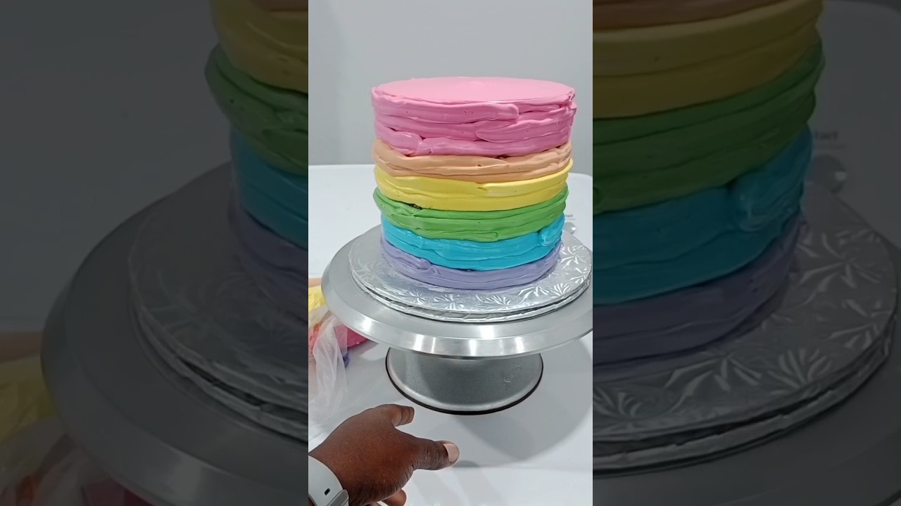 Rainbow Buttercream Cake #bts #cakedecorating #buttercreamcakes
