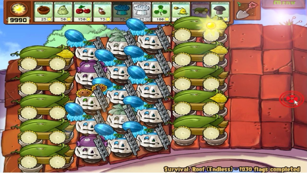 10 Cob Cannon Setup | Plants vs Zombies Survival Roof Endless | Flag 1000