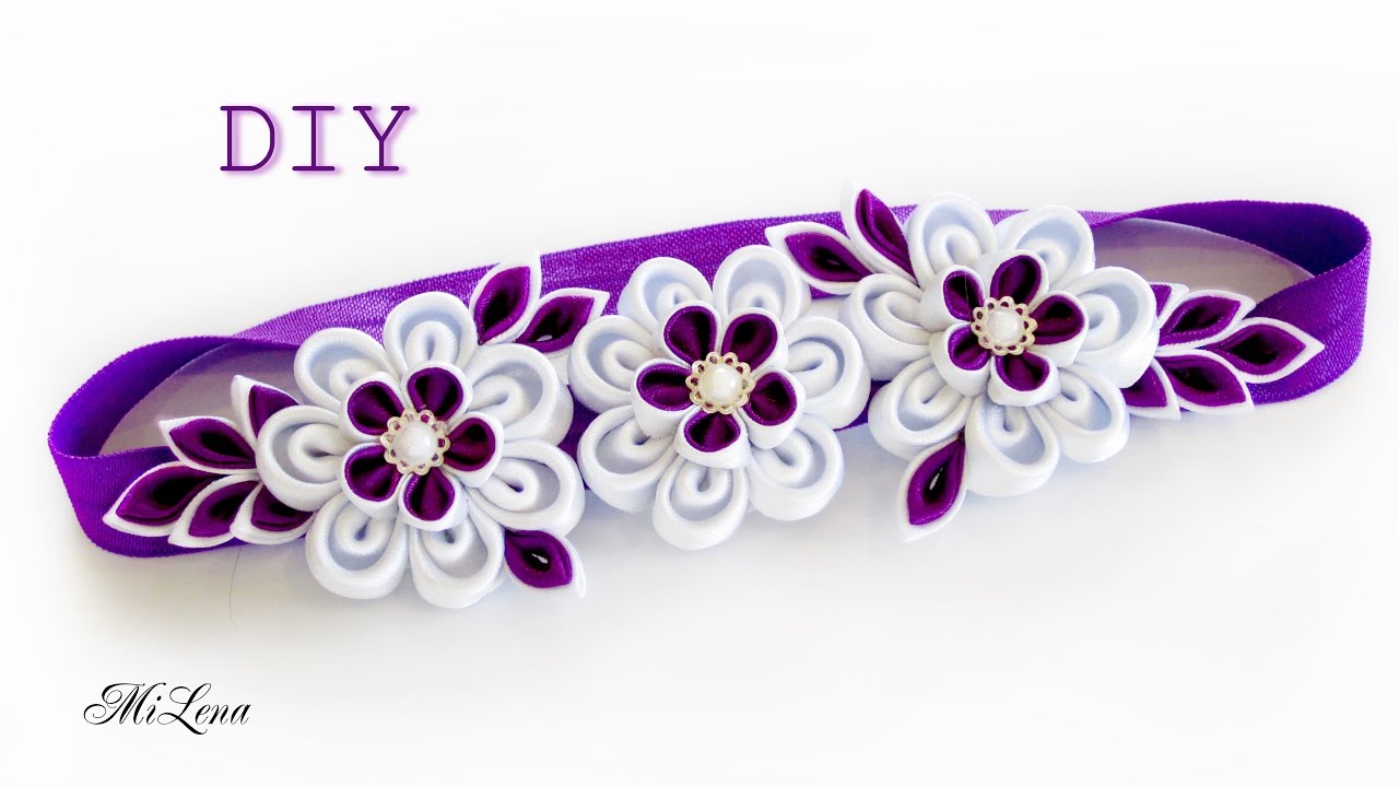 ПОВЯЗКА С ЦВЕТАМИ, МК /  DIY Kanzashi Headband