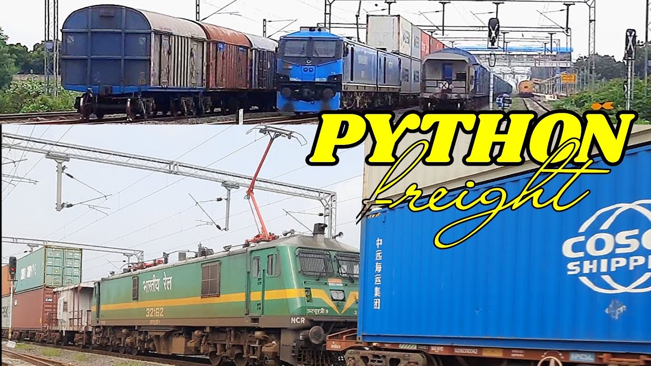 WAG-12B + WAG-9 pulling Giant double stack freight from Port pipavav + WDG4G hauling bcn wagon rake