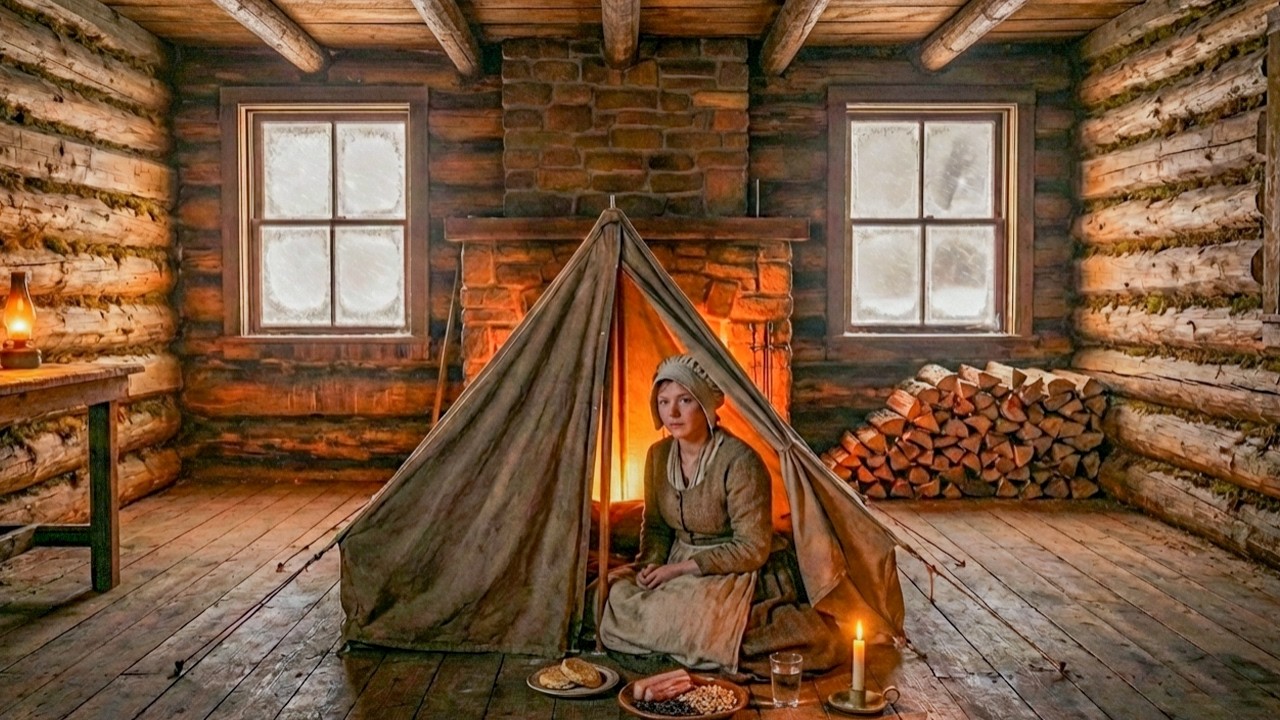 She Pitched a Canvas Tent Inside Her Cabin — Unaware It Saves Her When the Firewood Vanishes