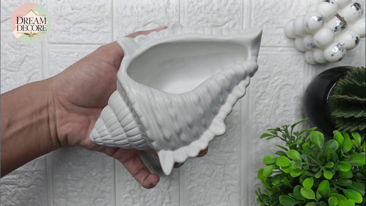 How to make concrete big conch sea shell candle holder. Concrete decore items.