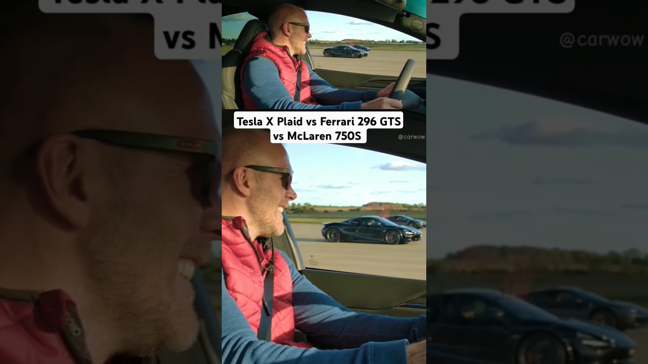 Tesla Plaid X vs Ferrari 296 GTS vs McLaren 750 S Drag Race