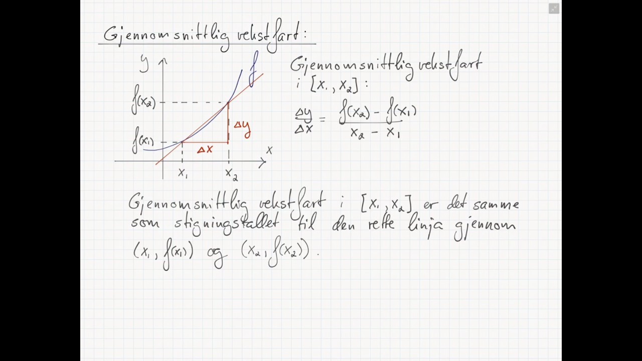 Matematikk 1T: Gjennomsnittlig vekstfart