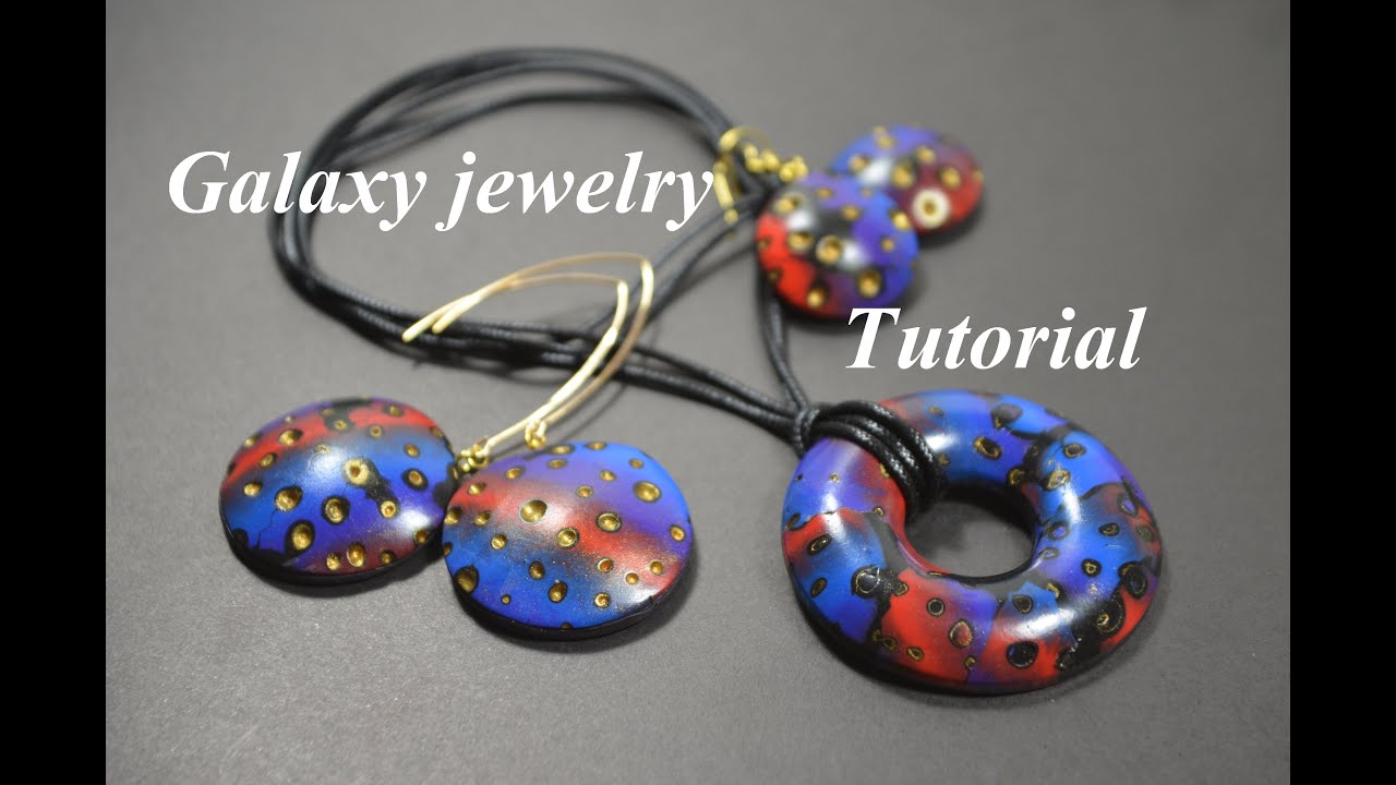 galaxy jewelry set polymer clay FIMO tutorial бижутерия "галактика" из полимерной глины NEW DIY IDEA