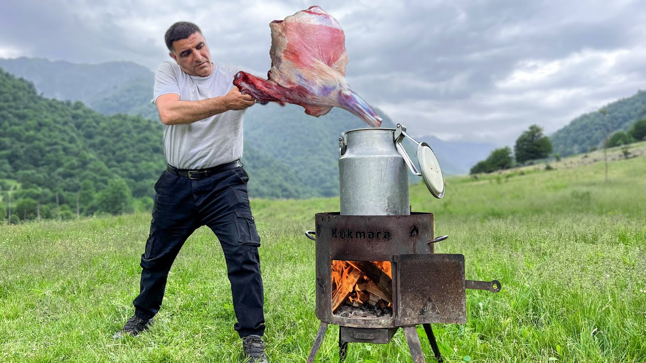 Juicy Lamb Meat Cooked In A Milk Can! Hearty Rustic Lunch