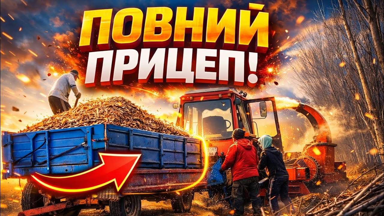 Гілкоподрібнювач у справі: не встигли оглянутися — вже повний прицеп! 😱