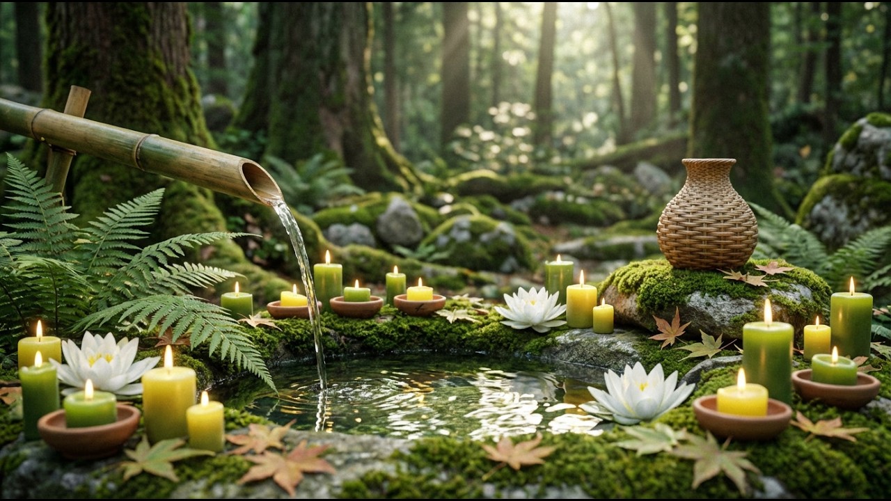 Healing Deep Sleep Music with Bamboo Water Fountain & Soft Piano Anxiety,  Insomnia & Stress Relief