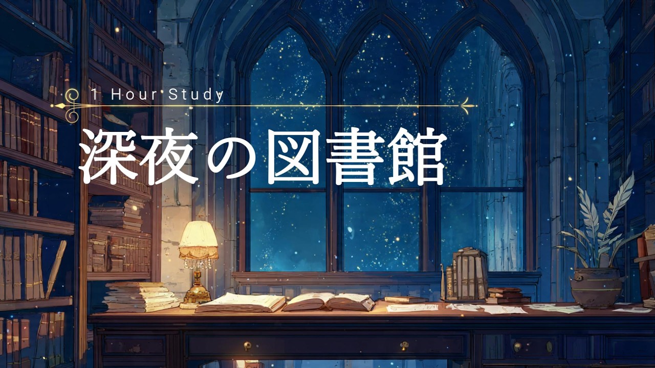 【作業・読書用ピアノBGM】深夜の図書館でひとり集中できる静かな1時間｜Midnight Library Study Ambience