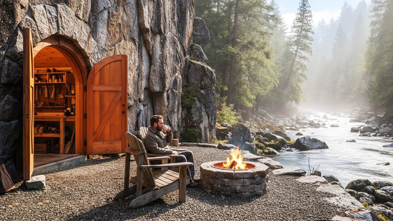 Building an Underground Mini Hotel Inside a Huge Granite Rock | ASMR Construction