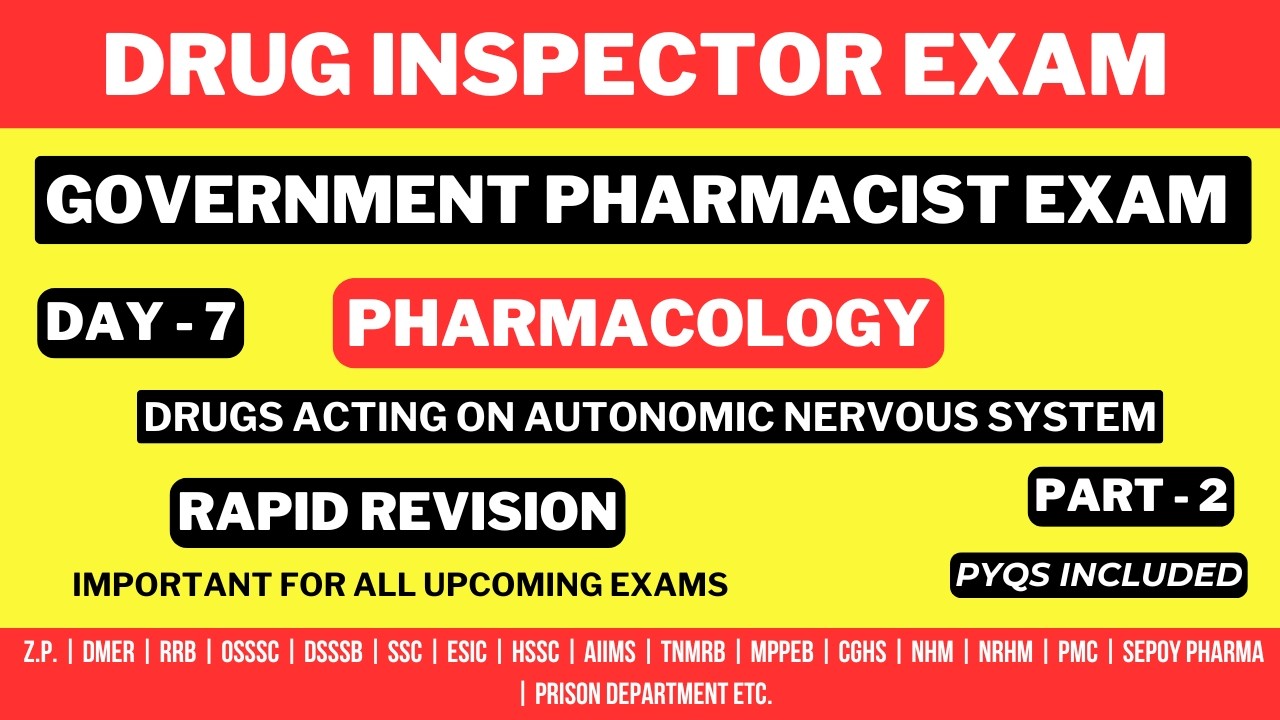 RRB  PHARMACIST EXAM PREPARATION  / RRB PHARMACIST EXAM QUESTIONS / DRUG INSPECTOR EXAM 2026 MCQS