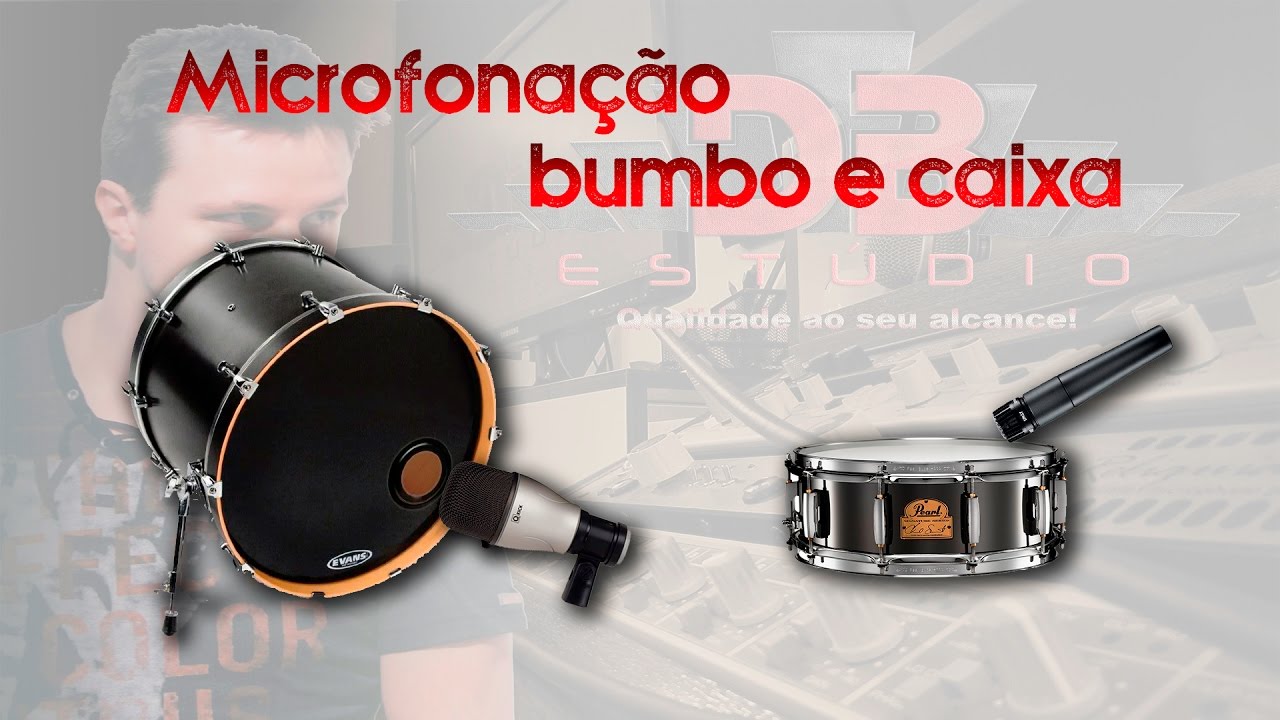 Microfonação de bumbo e caixa