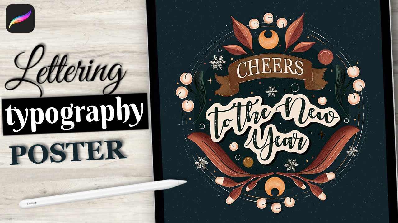 Typography Poster Design in Procreate - Drawing a New Year Poster Step-by-Step