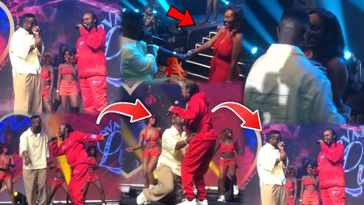 Sarkodie Bow Down To Daddy Lumba On Stage As Performs For Wife Tracy & Kissing Face Of Crowd ValsDay