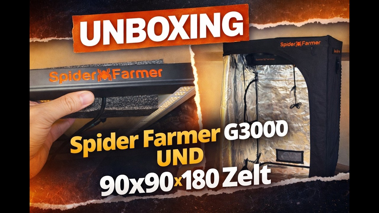 Spider Farmer Komplett-Setup | Unboxing & Aufbau des 90×90 Growzelts mit G3000 LED