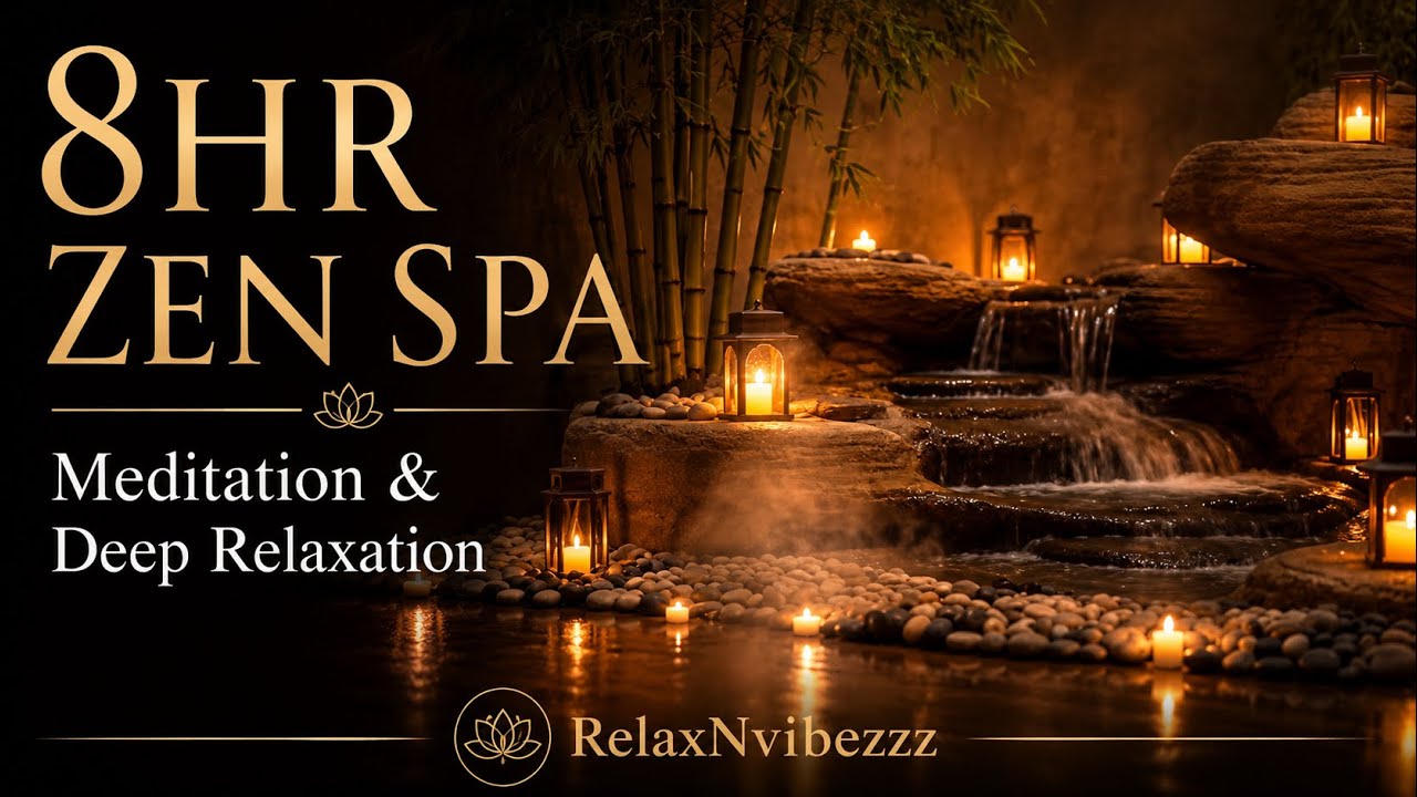 8 Hour Zen Spa Meditation Music for Deep Relaxation | Peaceful Sleep, Stress Relief & Calm Mind