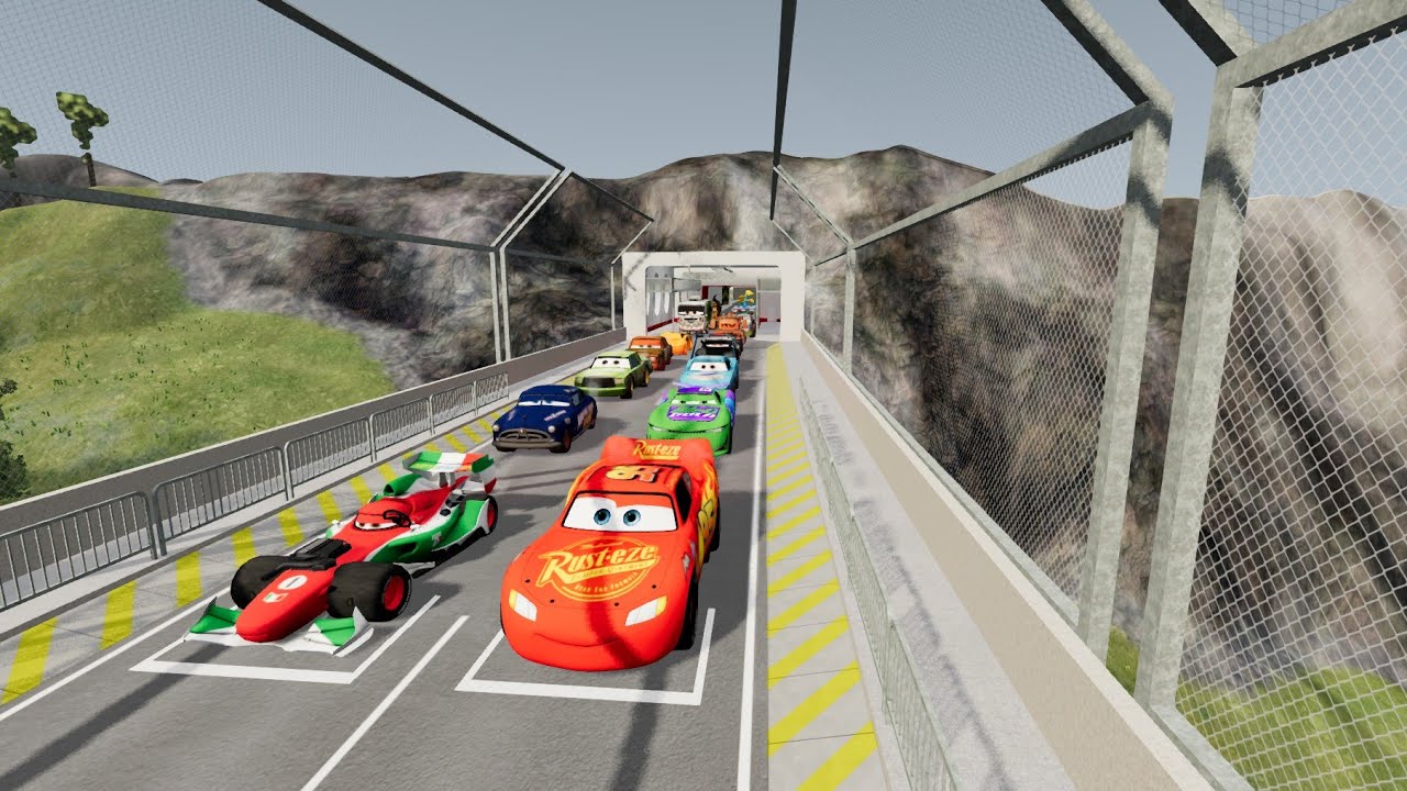 Big & Small McQueen vs Chick Hicks vs Tow Mater vs King Dinoco vs Duch Hudson - BeamNG.Drive