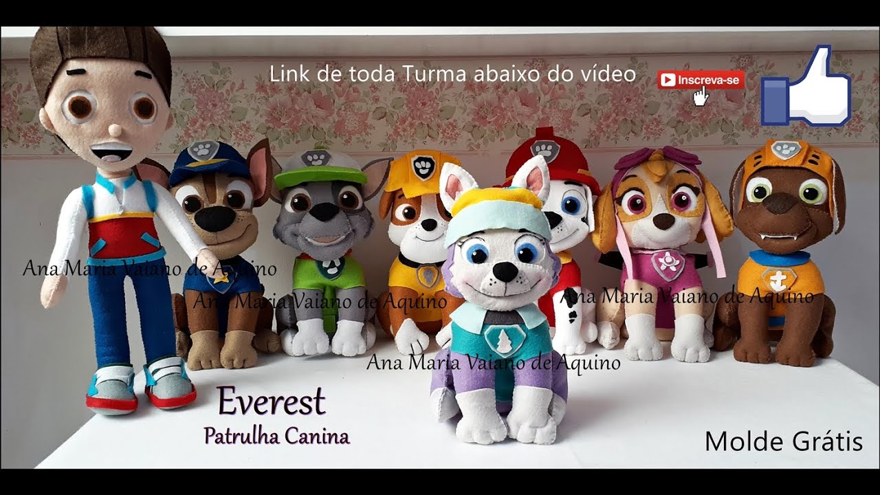 Cachorra Everest da Patrulha Canina em Feltro com Molde e Passo a Passo