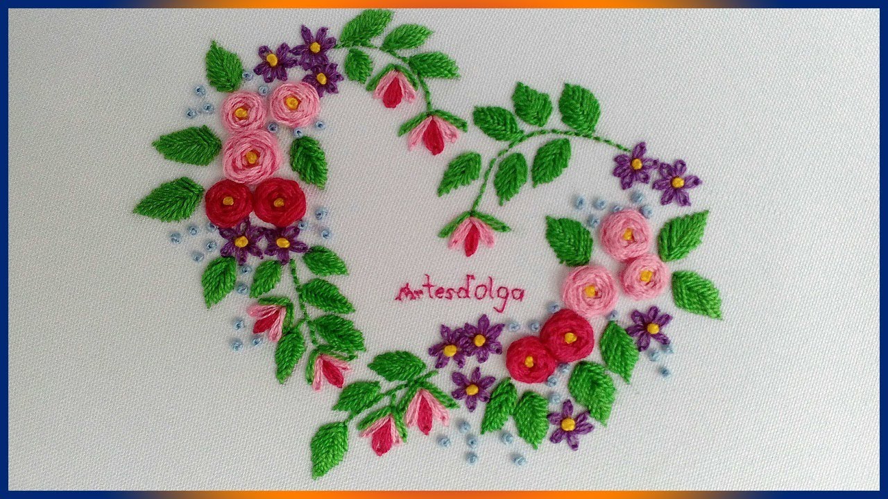 Hand Embroidery: Floral Heart Embroidery | Bordado a Mano: Corazón Floral | Artesd'Olga