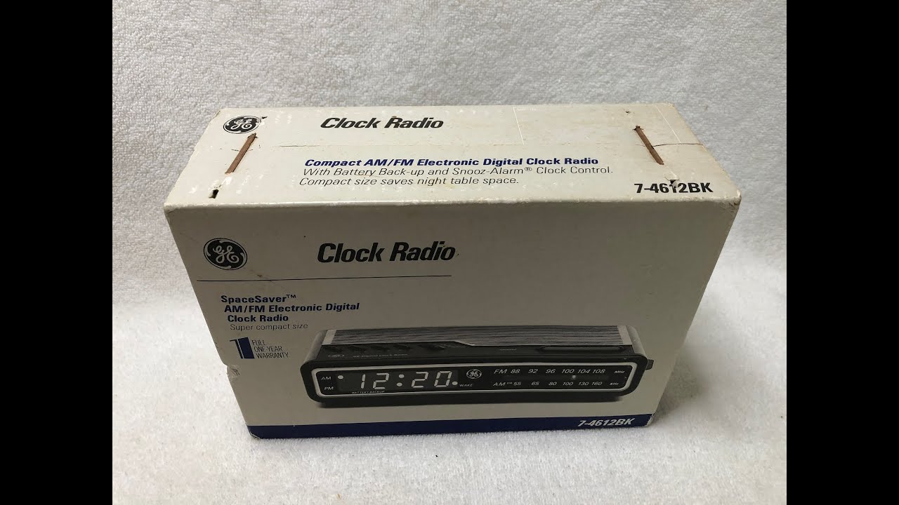 Unboxing a NOS General Electric model 7-4612BK clock radio from 1990