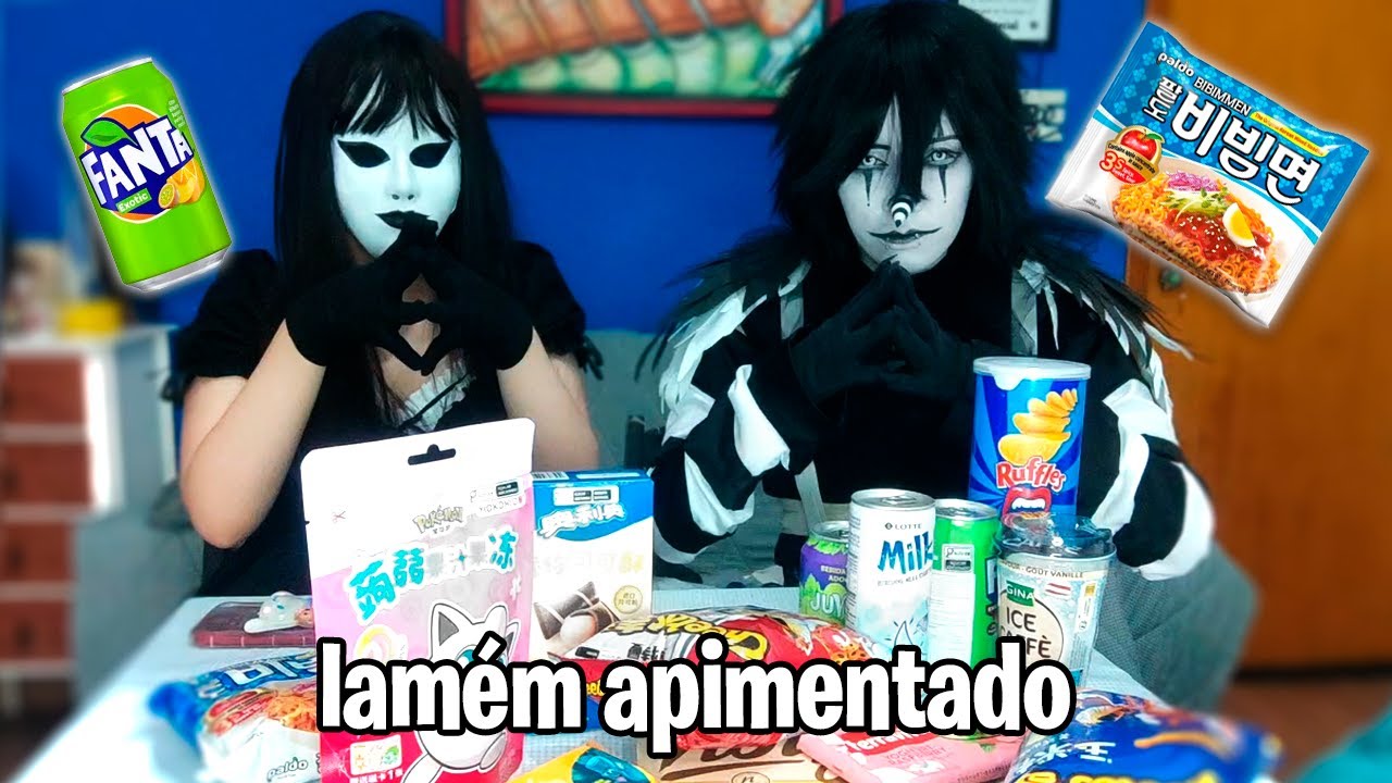 JACK RISONHO E JANE EXPERIMENTANDO COMIDAS ESTRANHAS - LAUGHING JACK AND JANE THE K1LL3R CREEPYPASTA