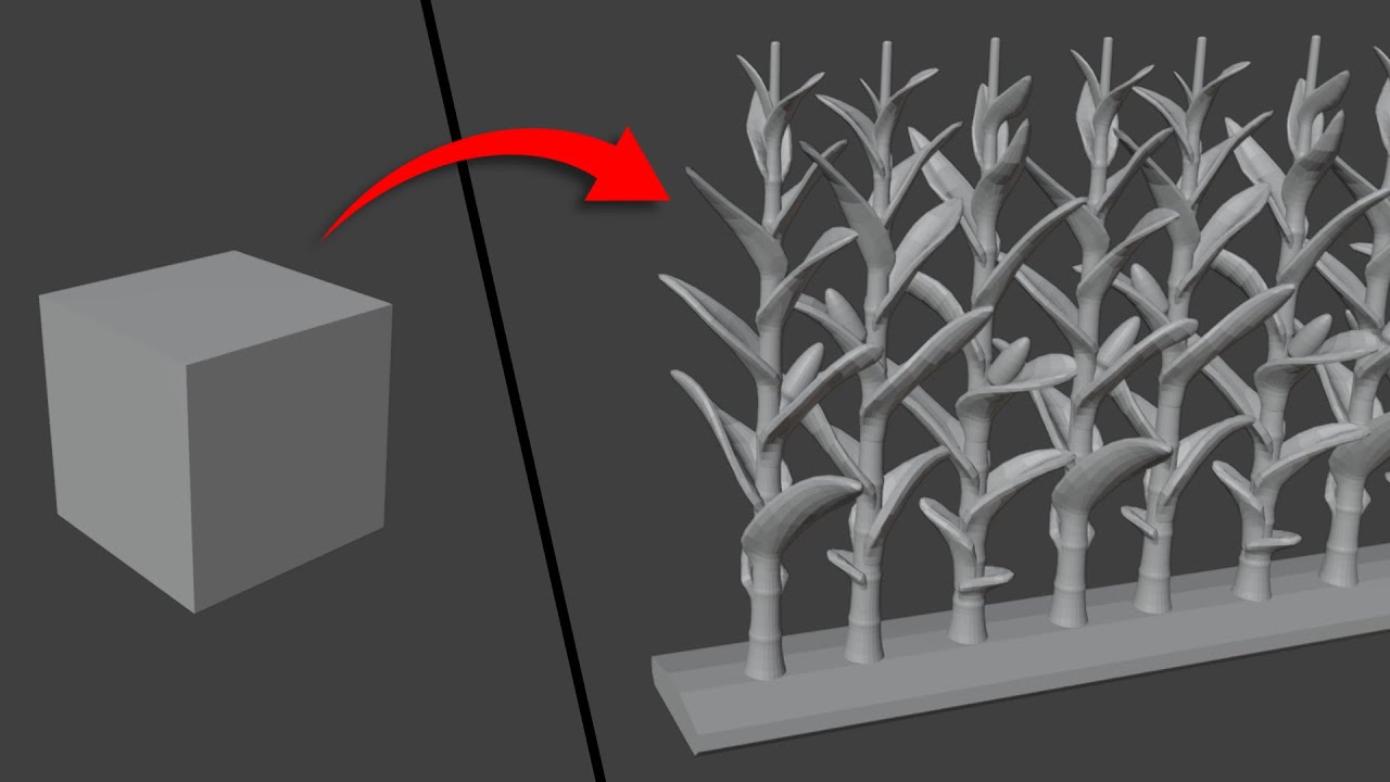 Modelling Miniature Corn Plants In Blender For Resin 3D Printing (time-lapse)