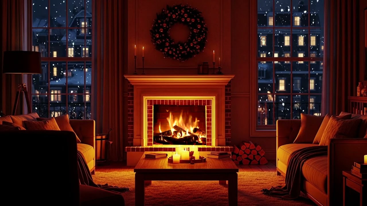 Warm Fireplace Piano Night | Relaxing Music for Sleeping