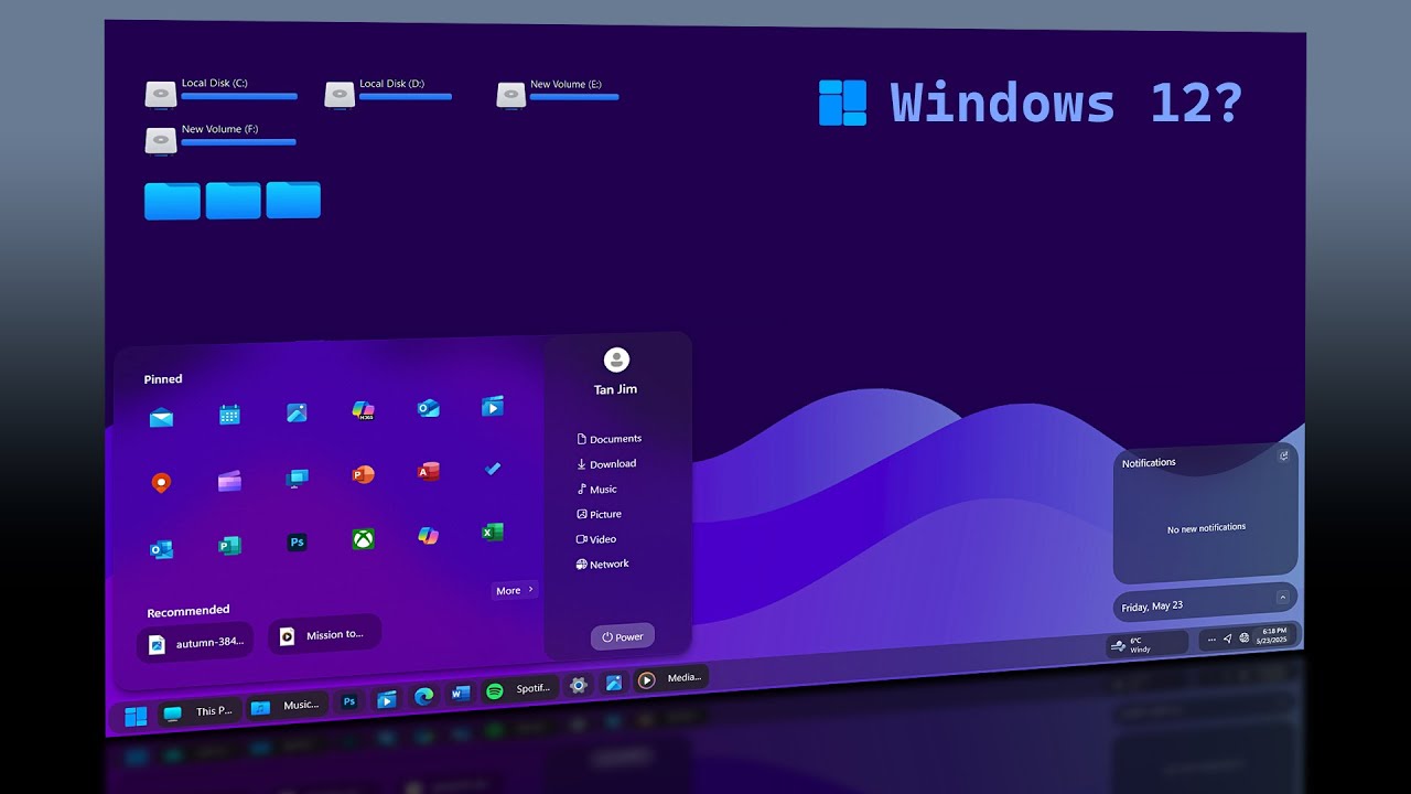 Windows 12 Pro Rounded Edition | New Taskbar | Rounded Start Menu | New Explorer | For Windows 11