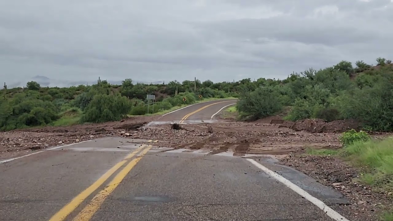 Aravaipa road off of AZ State Route 177 in Winkelman Arizona just after a monsoon in August of 2022