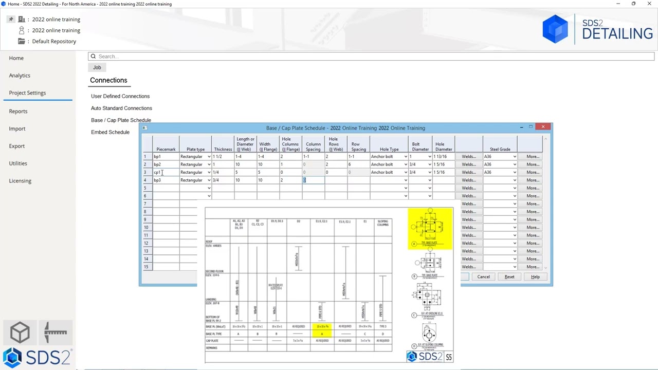 SDS 2022 Getting Started: Create Base & Cap Plates
