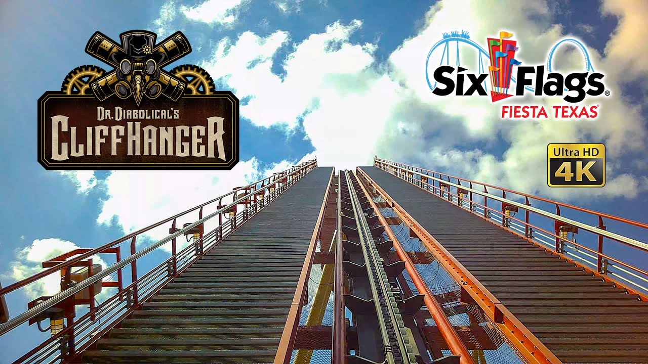 2022 Dr  Diabolical's Cliffhanger Roller Coaster On Ride Front Seat 4K POV Six Flags Fiesta Texas