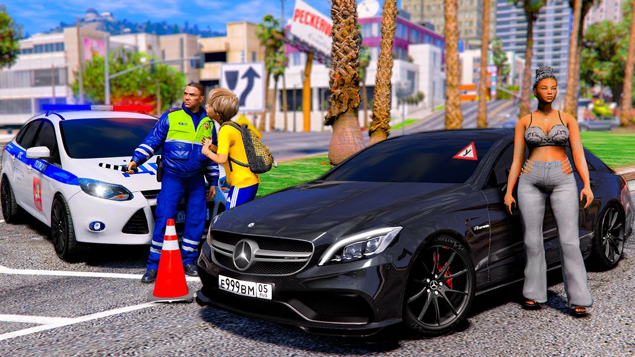 ОПЕРСКАЯ ЕЗДА В GTA 5 - УЧУ ДЕВУШКУ ВОДИТЬ МАШИНУ! ДПС ОСТАНОВИЛИ ШКОЛЬНИЦУ БЕЗ ПРАВ! 🌊ВОТЕР