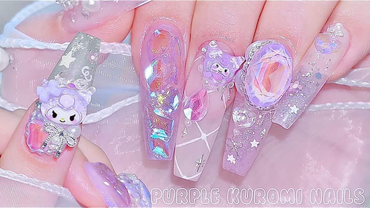 sub) Милые ногти Куроми!💗😈/🇰🇷Корейские ногти / Ногти из ледяного камня / Нейл-арт / ASMR