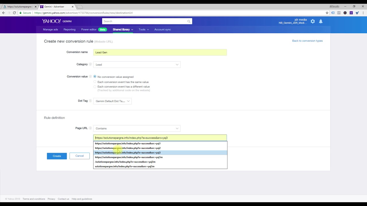 How To Create a Yahoo Gemini pixel